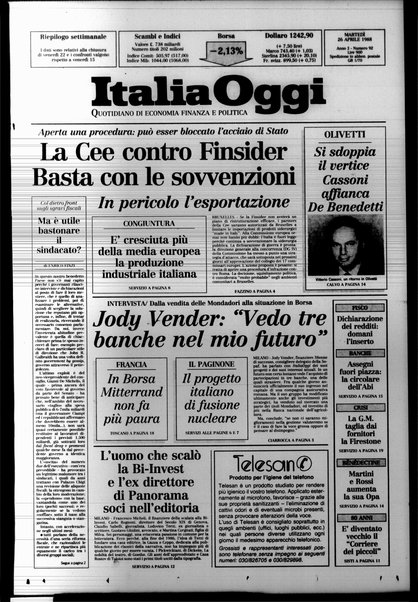 Italia oggi : quotidiano di economia finanza e politica